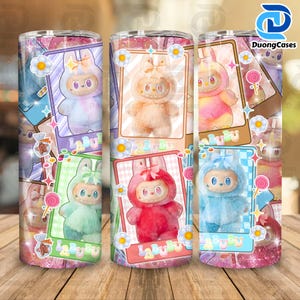Envoltura de personaje de dibujos animados de acuarela (PNG), vaso delgado de 20 oz con personaje de dibujos animados rosa de tendencia (PNG), envoltura de vaso delgado de 20 oz con dibujo de muñeca (PNG)