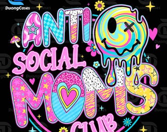 Anti Social Moms Club Png, Lustiges Mutter Zitat Png, Retro Karierte Mama Png, Mama Kokette Bogen Png, sarkastische Mutter Png, glücklicher Muttertag