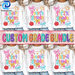 Back To School Png Bundle, Preppy Teacher Png, First Day Of School Png, Pink Bow Pre-k 1st/2nd/3rd/4th Grade,  Girly Coquette Sublimation
