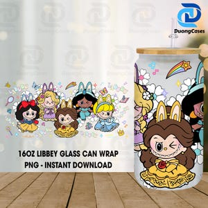 Cartoon 16oz Glass Can Wrap, Cartoon 16 oz Glass Can Png, 16 oz Libbey Glass Can Wrap, 16 oz Tumbler Wrap Png, Sublimation Design