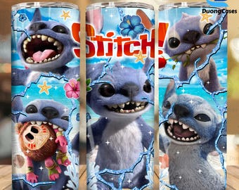 Blue Monster Character 20 OZ Tumbler Wrap Design, Digital Download, Skinny Straight Wrap, Cartoon 20 OZ Tumbler Wrap