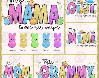 This Mama/MiMi/Gigi Loves Her bunny Png, Glitter Easter Mama Png, Grandma Happy Easter Day Png, Custom Easter Day Png