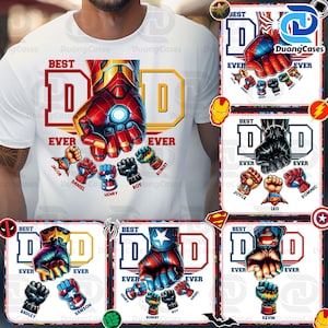 Custom Best Dad Ever Png, Fist Bump Set Superhero Png, Custom Superhero Png Bundle, Add Kid Name Png, Dad Fist Bump Png, Fathers Day Png