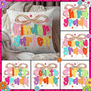 Preppy Back To School PNG Bundle, Coquette School First Day, Teacher PNG, Girly Png, Shabby, Glitter Png, Preppy School Png, All Grades