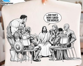 Funny That's How I Saved The World Png, Jesus Superheroes Png, Funny Christian Png, Superhero Easter Png, Jesus Easter Png, Easter Cartoon