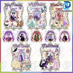Two Sides Villain Coquette Bow Characters Bundle Png, Family Vacation Png, Cartoon Movie Princess Png, Villain Princess Coquette Png