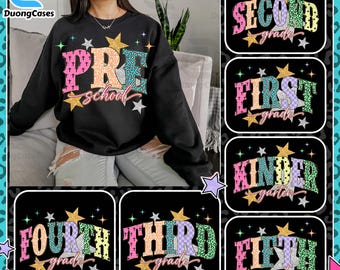 Bundle pour professeur de rentrée preppy PNG, design léopard pour le premier jour de l'école, maternelle 1re/2e/3e année, sublimation damier girly
