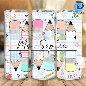 Personalized Teacher 20oz Tumbler Design Png, 20 oz Skinny Tumbler Teacher Name File, Teacher Wrap Png, Teacher Life Png, Teacher Fuel