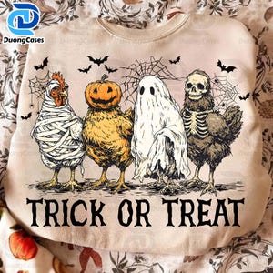 Retro Halloween Chicken Png, Spooky Season Png, Chick Or Treat Png, Funny Spooky Chicken Png, Trendy Halloween Shirt Design, Pumpkin Png