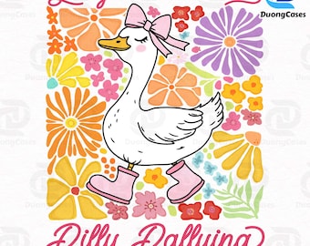 Funny Mama Goose Png, Sorry I'm Late I Was Dilly Dallying Goose Png, Sarcastic Retro PNG, Preppy Girly Shirt Design Png, Boho Floral
