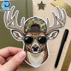 Retro Born To Hunt Forced To Go To School Embroidery Patch, Camo Deer Hunting Patch, Camouflage Back To School Hunting, Camo School Boy