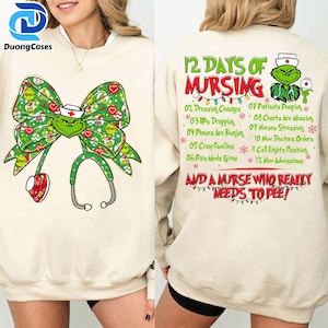 Coquette Nurse Christmas Png, Green Mean Guy Nurse Png, Nurse Christmas Movie Png, Holiday Gift For Nurse, Christmas Nurse Png