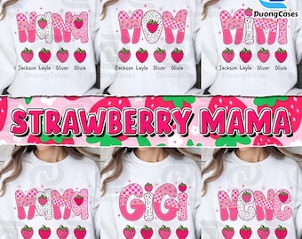 Trendy Strawberry Mama Png Bundle, Retro Mom Png, Mama Bow Png, Gift For Mom Png, Strawberry Mama Png, Strawberry Bow Sublimation