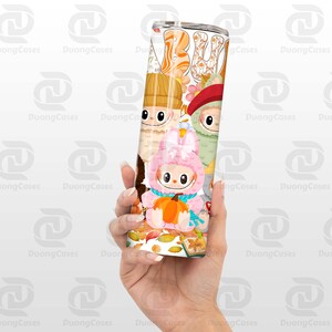 Cartoon Dolls Fall Vibes Character Wrap Design Png, Autumn Cartoon Character 20oz Skinny Tumbler PNG, Doll Cartoon 20oz Skinny Tumbler Wrap image 4