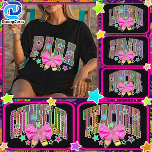 Retro Back to School Neon Checkered Png Bundle, School Occupation Png, Bright Color Png, First Day Of School Teacher Sped Para Librarian Png