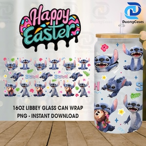 Blue Monster Character 16oz Glass Can Wrap, Cartoon 16 oz Glass Can Png, 16 oz Libbey Glass Can Wrap, 16 oz Tumbler Wrap Png