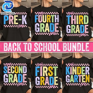Retro Back to School Png Bundle, Kindergarten, First Day Of School, Teacher Coquette Bow Png, School Bundle Png, First/Second/Third Grade