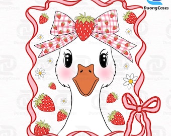 Niedliche Erdbeergans Png, Sommergans, Mama Gans Png, Kokette Gans Erdbeere Png, Sommer, Muttertag Gans Mama Shirt Design