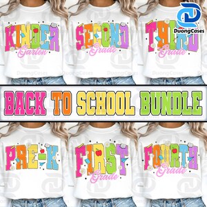 Retro Back to School Png Bundle, Kindergarten, First Day Of School, Teacher Coquette Bow Png, School Bundle, First/Second/Third Grade Design