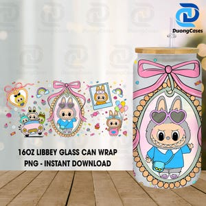Trending Cartoon 16oz Glass Can Wrap, Cartoon 16 oz Glass Can Png, 16 oz Libbey Glass Can Wrap, 16 oz Tumbler Wrap Png, Sublimation Design