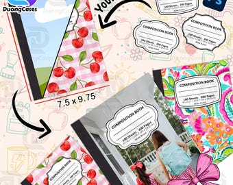 Custom Composition Notebook Cover Canva Template, Composition Notebook Cover Template, Composition Book Fully Editable Canva Frame