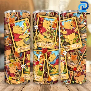 Cartoon Bear And Friends Of Fall Character 20 OZ Tumbler Wrap Design, Digital Download, Skinny Straight Wrap, Cartoon 20 OZ Tumbler Wrap