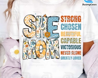 Adrette Mama Blumen Png, sie ist Mutter Png, Blumen Mama mit Kinder name Png, Alltag Png, benutzerdefinierte Preppy Mama Png, Muttertag Png, Bibel Vers