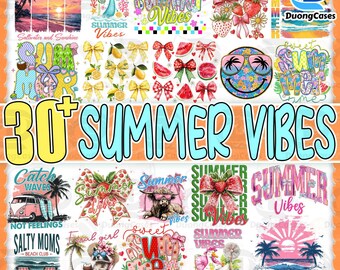 30+ Retro Summer Vibes Png Bundle, Summer Salty Soul Png, Trendy Summer Png, Beach Png, Vacation Matching Shirt Png, Aesthetic Summer Png