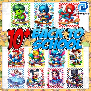 10+ Cartoon Back To School Png Bundle, Funny Cartoon Png, Cartoon Friends Png, Superhero Png,  Back To School Png, 2024 School Png