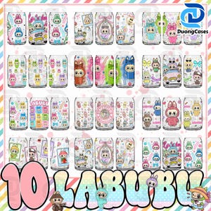 Cartoon 16oz Glass Can Wrap, Cartoon 16 oz Glass Can Png, 16 oz Libbey Glass Can Wrap, 16 oz Tumbler Wrap Png, Sublimation Design