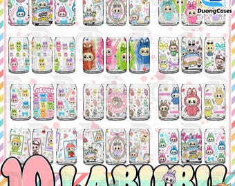 Cartoon 16oz Glass Can Wrap, Cartoon 16 oz Glass Can Png, 16 oz Libbey Glass Can Wrap, 16 oz Tumbler Wrap Png, Sublimation Design