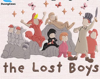 Diseño de bordado de Magic Kingdom, bordado de The Lost Boy Squad, archivo de bordado de viaje de vacaciones, bordado para adultos y niños pequeños, descarga instantánea