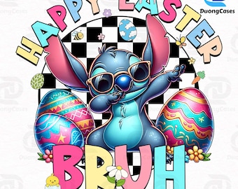 Happy Easter Bruh Cartoon Blue Alien PNG, Funny Easter Cartoon Character Png, Easter Kids Shirt Png, Trendy Easter Png, Easter Peeps Png