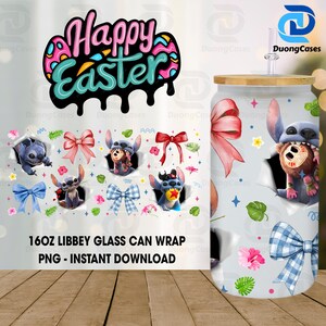 Blue Monster Character 16oz Glass Can Wrap, Cartoon 16 oz Glass Can Png, 16 oz Libbey Glass Can Wrap, 16 oz Tumbler Wrap Png