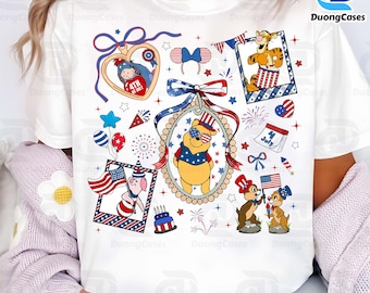 Bear 4th Of July PNG, Cartoon 4th July Png, Fourth Of July Designs, Independence Day, 4th Of July Png, Bear Coquette bow 4th Of July PNG