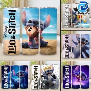 6 Poster Cartoon Movie Live Action 20oz Skinny Tumbler Png Bundle, Movie Blue Character Tumbler Wrap Png, Blue Monster 20oz Tumbler Png