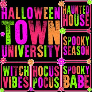 Retro Neon Halloween Png Bundle, Spooky Season Png, Vintage Halloween Quotes Shirt Png, Preppy Halloween Png, Witch Ghost Pumpkin Png