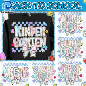 Custom Preppy Back to School Bundle , Pre-k 1st/2nd/3rd/4th Grade, Coquette Floral Teacher First Day of School Shirt Design,Gift For Teacher