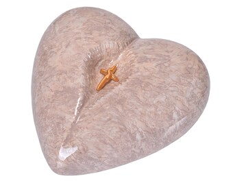 Ceramic Urn UCR 92 heart, Ceramic Cremate Urn For Ashes Adult, Memorial Casket, Urne pour Cendres