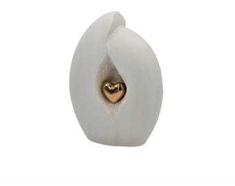 Ceramic Urn CR 10 with heart, Ceramic Cremate Urn For Ashes Adult, Memorial Casket, Urne pour Cendres