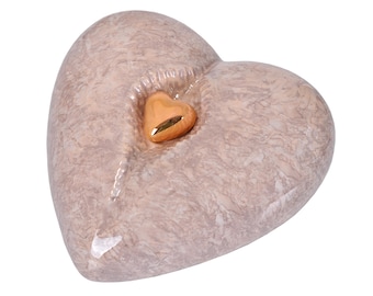 Ceramic Urn CR 91 heart, Ceramic Cremate Urn For Ashes Adult, Memorial Casket, Urne pour Cendres