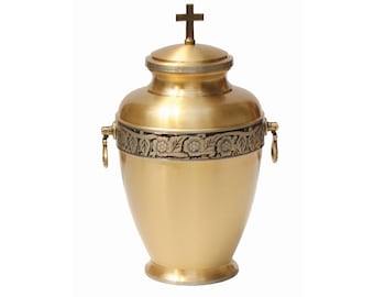 Brass Cremation Urn MS-08, Brass Cremate Urn For Ashes Adult, Memorial Casket, Urne pour Cendres