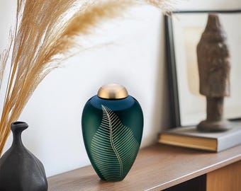 Brass Cremation Urn MS-42, Brass Cremate Urn For Ashes Adult, Memorial Casket, Urne pour Cendres
