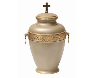 Brass Cremation Urn MS-09, Brass Cremate Urn For Ashes Adult, Memorial Casket, Urne pour Cendres