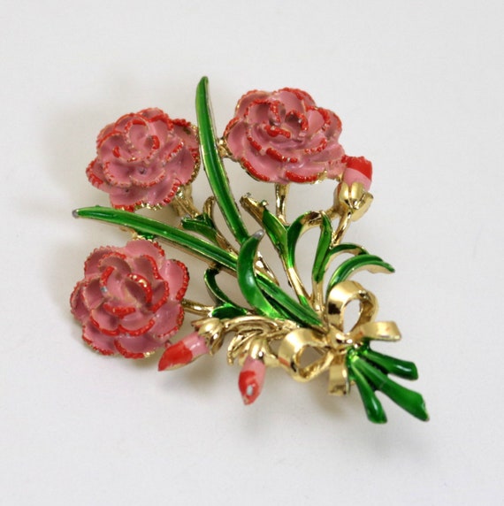 Vintage Signed Exquisite Birthday Series Small Carnation Flower