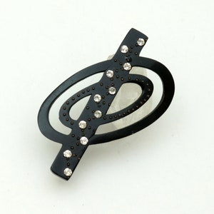 Vintage Art Deco Black Celluloid Early Plastic Clear Paste Hat Pin