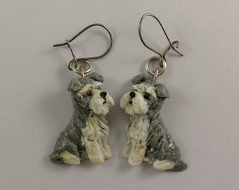 Vintage Schnauzer Dog Earrings