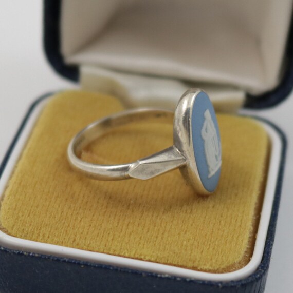 Vintage Wedgwood Ring Sterling Silver Light Blue Jasp… Gem