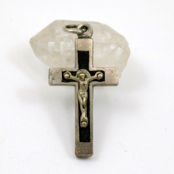 Vintage French Ebony Inlaid Crucifix Cross Pendant Small - Etsy UK