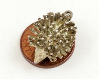 Vintage Hedgehog Charm Pendant Sterling Silver